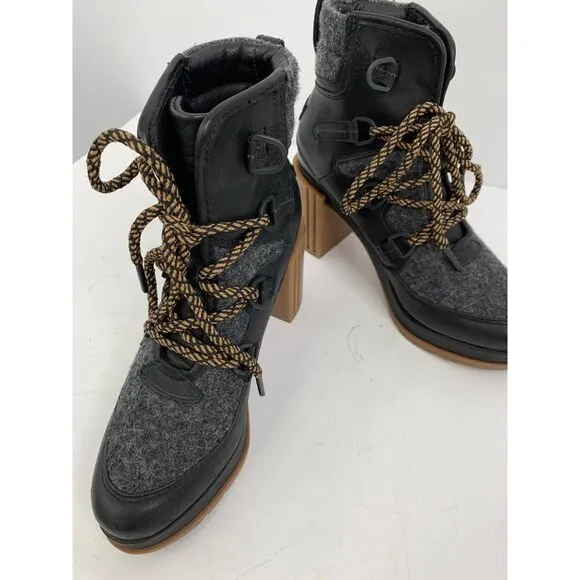 Sorel Womens Blake Heeled Lace-Up Winter Boots Size 7 EUC 8489 nonslip Booties