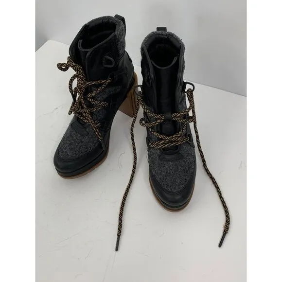 Sorel Womens Blake Heeled Lace-Up Winter Boots Size 7 EUC 8489 nonslip Booties