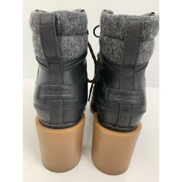 Sorel Womens Blake Heeled Lace-Up Winter Boots Size 7 EUC 8489 nonslip Booties