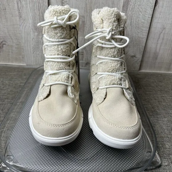 Sorel Womens Boots Sz 8.5 Explorer Next Joan Lace Up Beige Waterproof Insulated