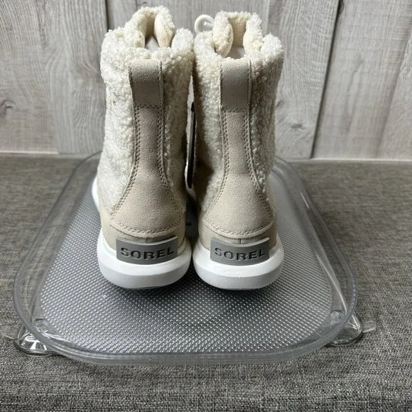 Sorel Womens Boots Sz 8.5 Explorer Next Joan Lace Up Beige Waterproof Insulated