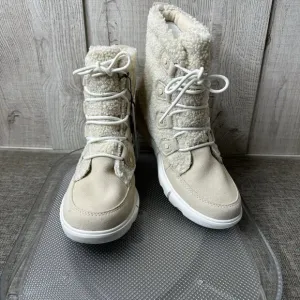 Sorel Womens Boots Sz 8.5 Explorer Next Joan Lace Up Beige Waterproof Insulated