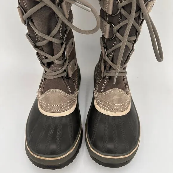 Sorel Women's Joan of Arctic Gray Winter Fur Lace Up Tall Boots Size 7.5