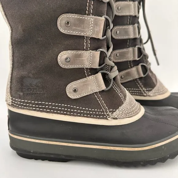 Sorel Women's Joan of Arctic Gray Winter Fur Lace Up Tall Boots Size 7.5