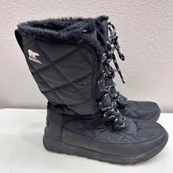 Sorel Women's NL3823-010 Size 8 Black Waterproof Lace Up Boots