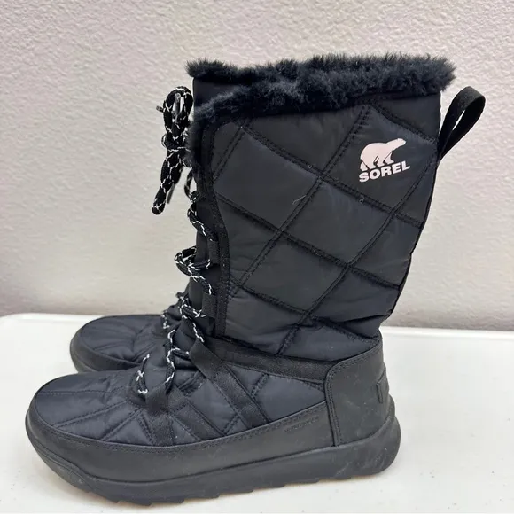 Sorel Women's NL3823-010 Size 8 Black Waterproof Lace Up Boots