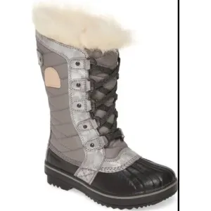 Sorel Women's Tofino II Boot Women Size 6 Black Fur Trim Lace Up Winter Shoes