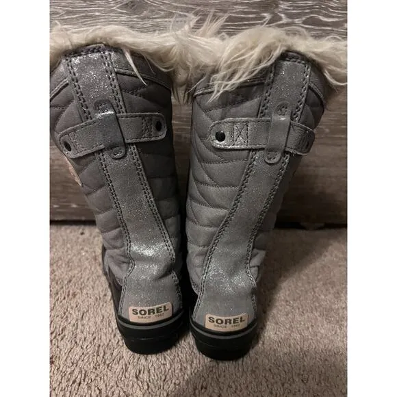 Sorel Women's Tofino II Boot Women Size 6 Black Fur Trim Lace Up Winter Shoes