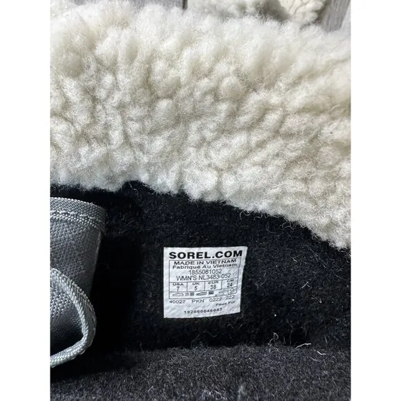 Sorel Womens Winter Carnival Boots Size 7 Quarry Black Waterproof Insulated