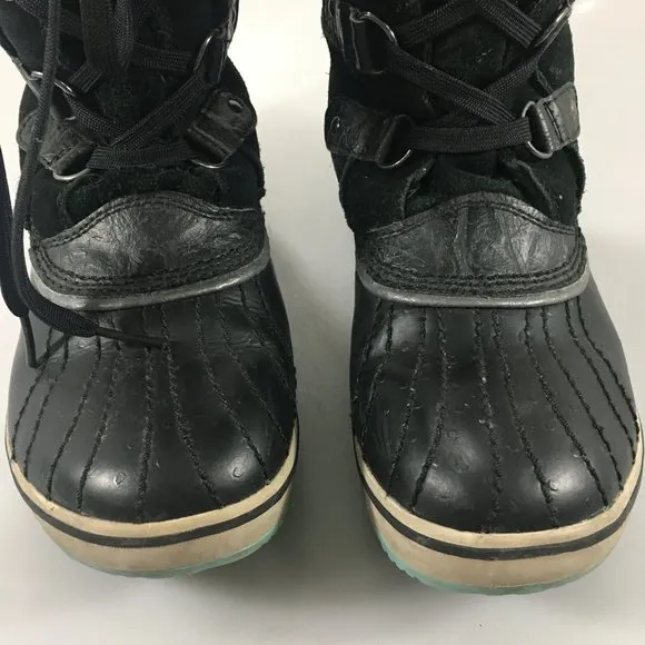 Sorel Youth 5 Tofino Black Suede Insulated Rubber Winter Duck Boots Waterproof