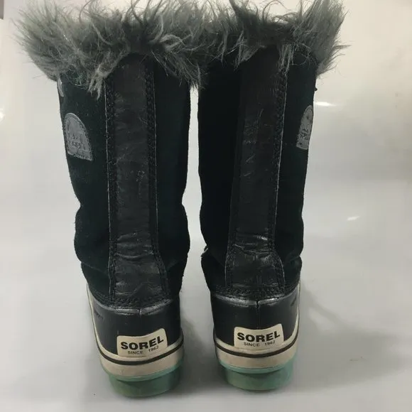 Sorel Youth 5 Tofino Black Suede Insulated Rubber Winter Duck Boots Waterproof