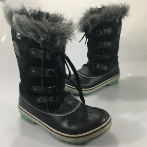 Sorel Youth 5 Tofino Black Suede Insulated Rubber Winter Duck Boots Waterproof