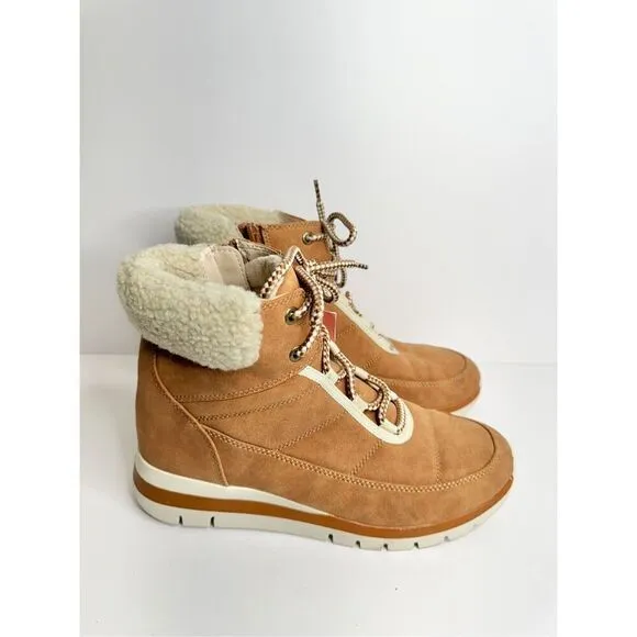 SOUL Naturalizer Hiker Boots Size 8 Wide Carey Brown Cold Weather Lace Up Style