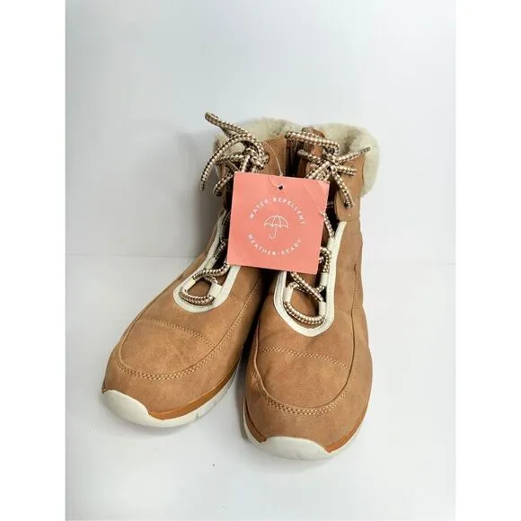 SOUL Naturalizer Hiker Boots Size 8 Wide Carey Brown Cold Weather Lace Up Style