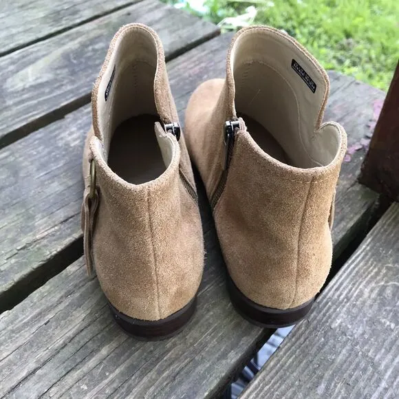 Spenco Orthotic Leather Ankle Boots - Abbey wheat 8 M Women's New Western