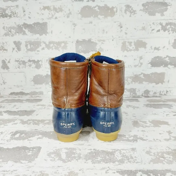 Sperry Brown Navy Blue Girls Outdoor Waterproof Rubber Boots W155