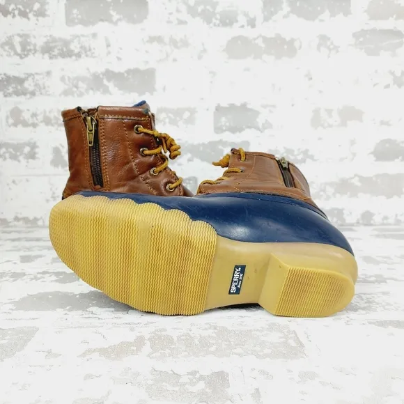 Sperry Brown Navy Blue Girls Outdoor Waterproof Rubber Boots W155
