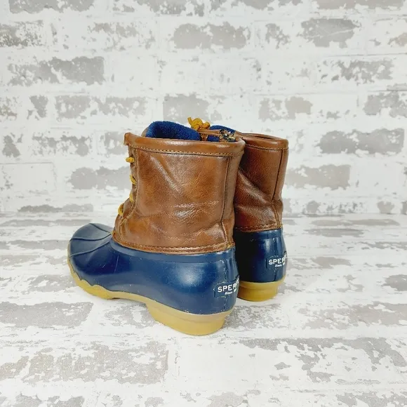 Sperry Brown Navy Blue Girls Outdoor Waterproof Rubber Boots W155