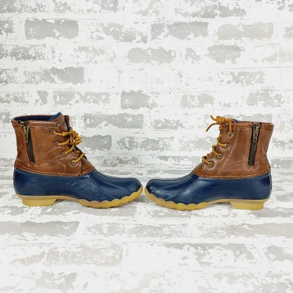 Sperry Brown Navy Blue Girls Outdoor Waterproof Rubber Boots W155