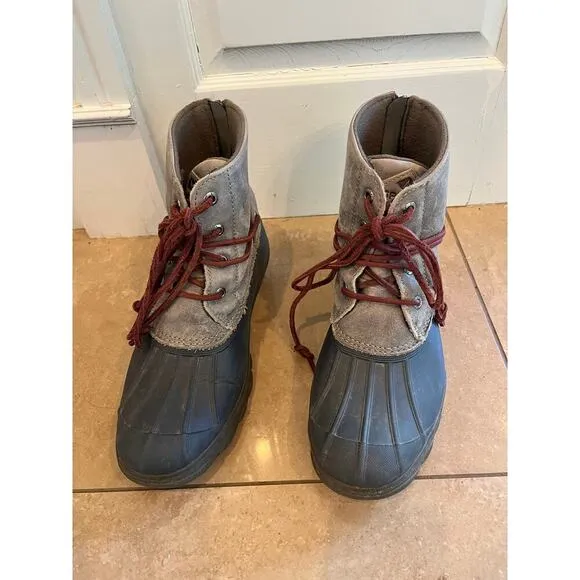 Sperry Duck Boots Rain Women 7M Leather Quarter Zip Rubber Outdoor Winter Snow