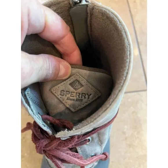 Sperry Duck Boots Rain Women 7M Leather Quarter Zip Rubber Outdoor Winter Snow