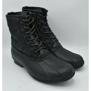 Sperry Mens Size 10 M Saltwater Lace Up Water Resistant Nylon Black Duck Boots