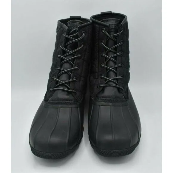 Sperry Mens Size 10 M Saltwater Lace Up Water Resistant Nylon Black Duck Boots