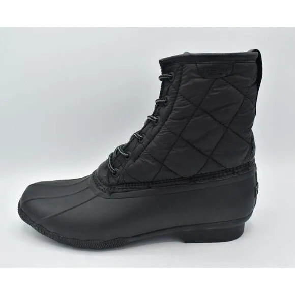 Sperry Mens Size 10 M Saltwater Nylon Water Resistant Lace Up Black Duck Boots