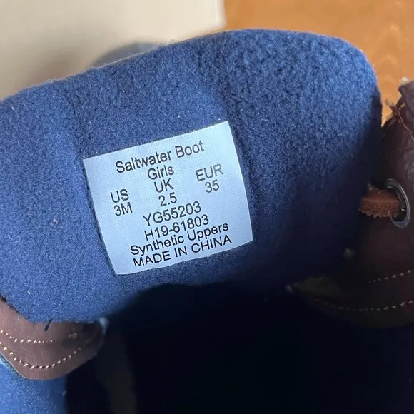 Sperry Saltwater boots girls 2 NIB