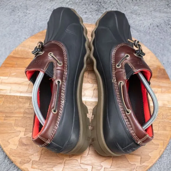 Sperry Waterproof Rubber Slip-On in Black and Amaretto Leather Low Men's Sz 11