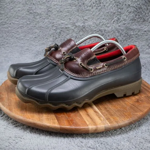 Sperry Waterproof Rubber Slip-On in Black and Amaretto Leather Low Men's Sz 11