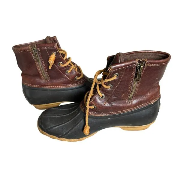 Sperry Women Size 8 Brown and Black Saltwater Hunting Outdoor Duck Rain Boots