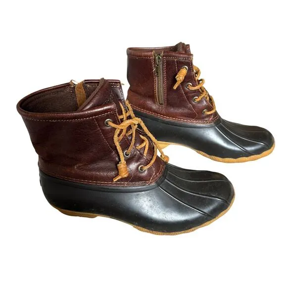 Sperry Women Size 8 Brown and Black Saltwater Hunting Outdoor Duck Rain Boots