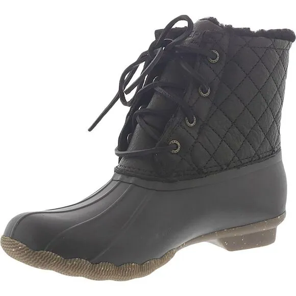 Sperry Womens Sider Saltwater Winter Lux Black Pac Boots Cold Weather NWOB