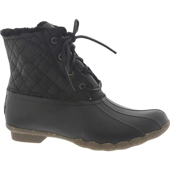 Sperry Womens Sider Saltwater Winter Lux Black Pac Boots Cold Weather NWOB