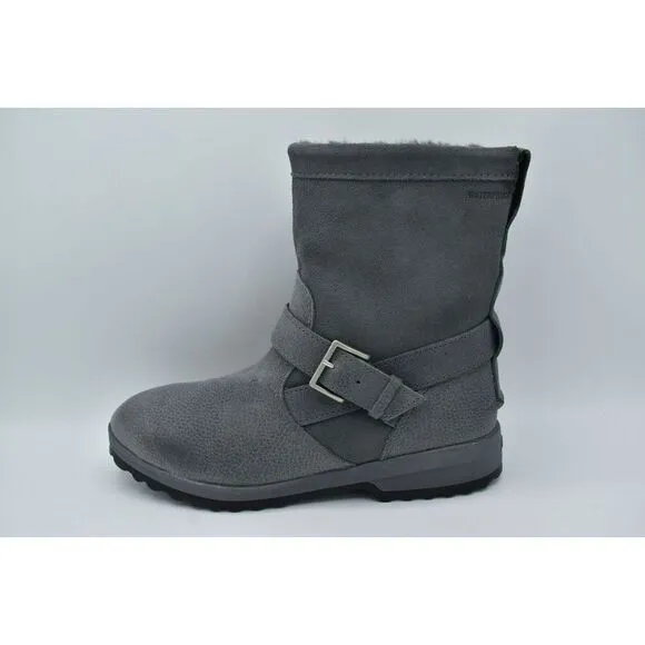 Sperry Womens Size 9.5 Maritime Step In Grey Faux Fur Lined Leather Boots Shoes