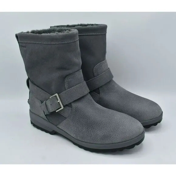Sperry Womens Size 9.5 Maritime Step In Grey Faux Fur Lined Leather Boots Shoes
