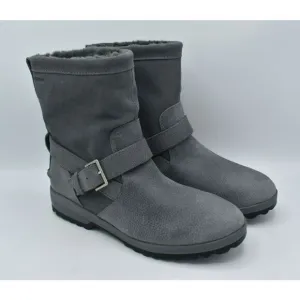 Sperry Womens Size 9.5 Maritime Step In Grey Faux Fur Lined Leather Boots Shoes