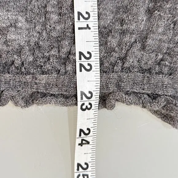 Stefanel Top Womens Sz S Grey Alpaca Long Sleeve Cardigan Collared Sheer Sweater
