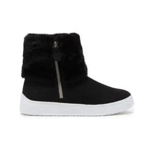 Steve Madden Harmoni Black Faux Fur Cuff Sneaker Boots Girls Size 5