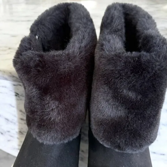 Steve Madden Harmoni Black Faux Fur Cuff Sneaker Boots Girls Size 5