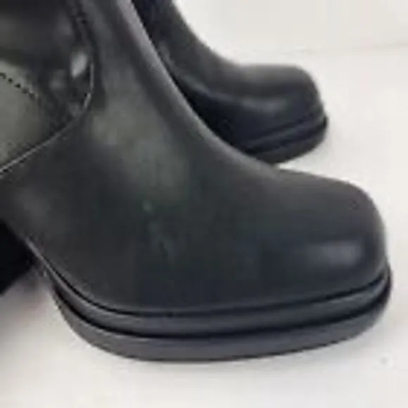 Steve Madden Mia Women Oppal Black Vegan Leather Retro Square Boots sizes 7&amp;8.5