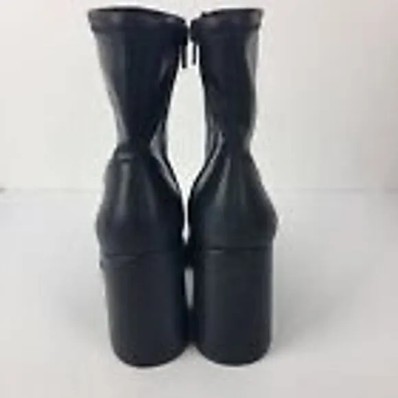 Steve Madden Mia Women Oppal Black Vegan Leather Retro Square Boots sizes 7&amp;8.5