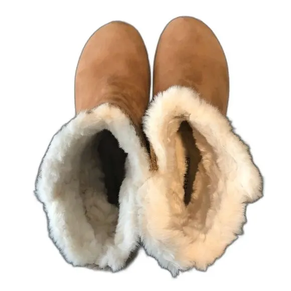 Steve Madden Tailor Boots Women's Size 8 Chestnut Suede Upper Platform Faux Fur
