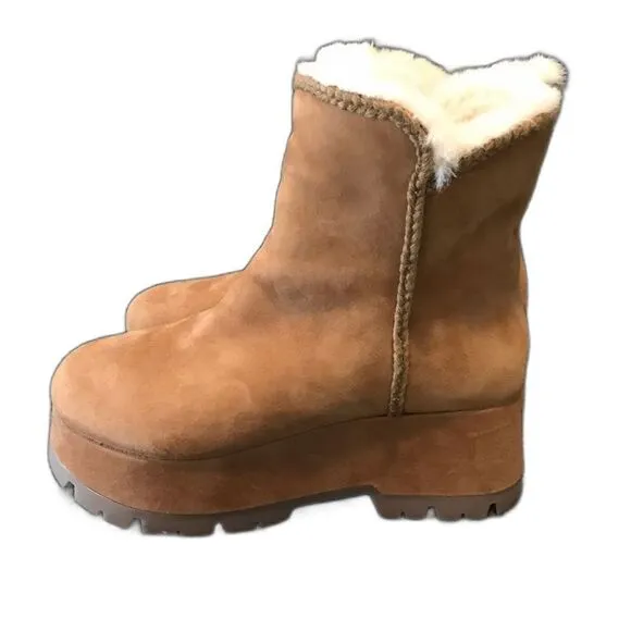 Steve Madden Tailor Boots Women's Size 8 Chestnut Suede Upper Platform Faux Fur