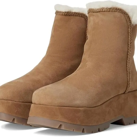 Steve Madden Tailor Boots Women's Size 8 Chestnut Suede Upper Platform Faux Fur