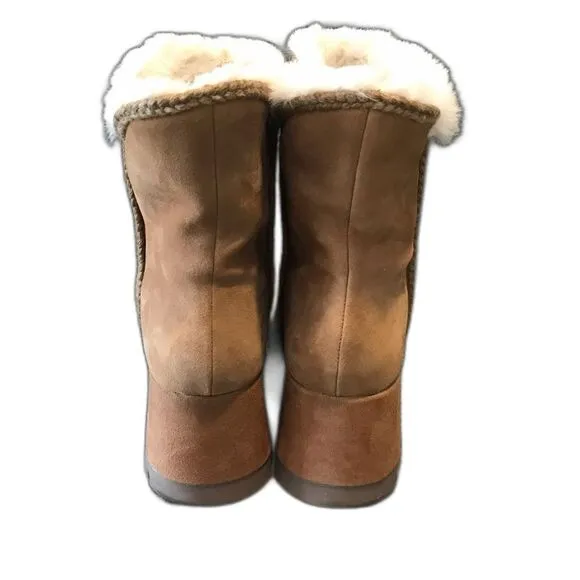 Steve Madden Tailor Boots Women's Size 8 Chestnut Suede Upper Platform Faux Fur
