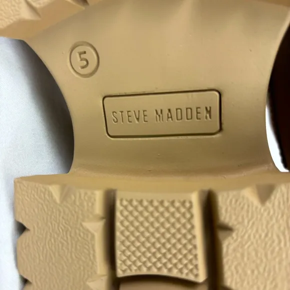 Steve Madden Tanker P Combat Boots Chunky Platform Ankle Booties Tan Size 5