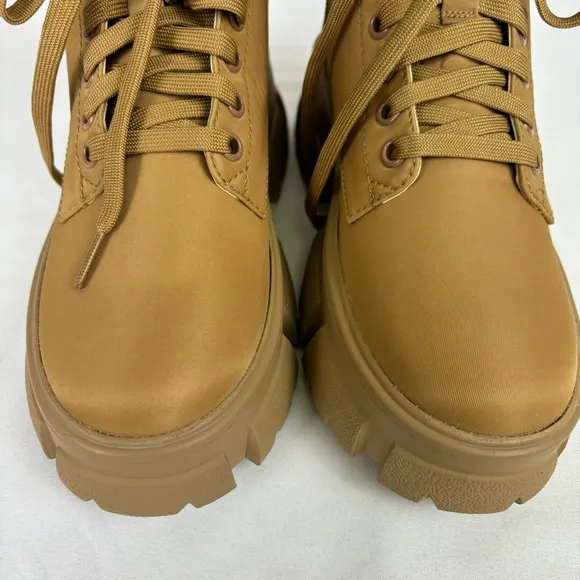 Steve Madden Tanker P Combat Boots Chunky Platform Ankle Booties Tan Size 5