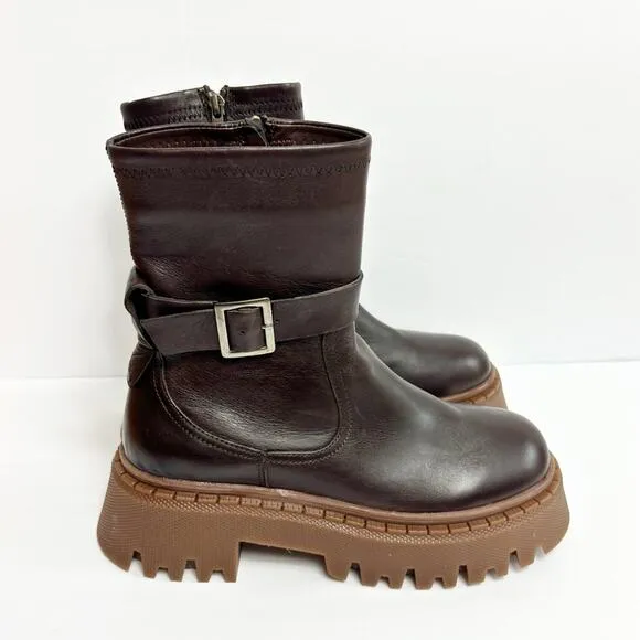 STEVE MADDEN WOMEN BROWN WITH BUCKLE BOOTS SIZE 40